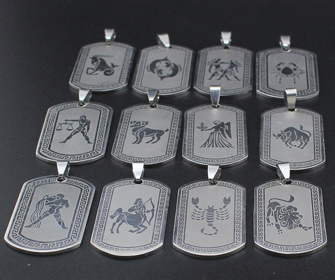 12 Zodiac Signs Pendant Short Necklace